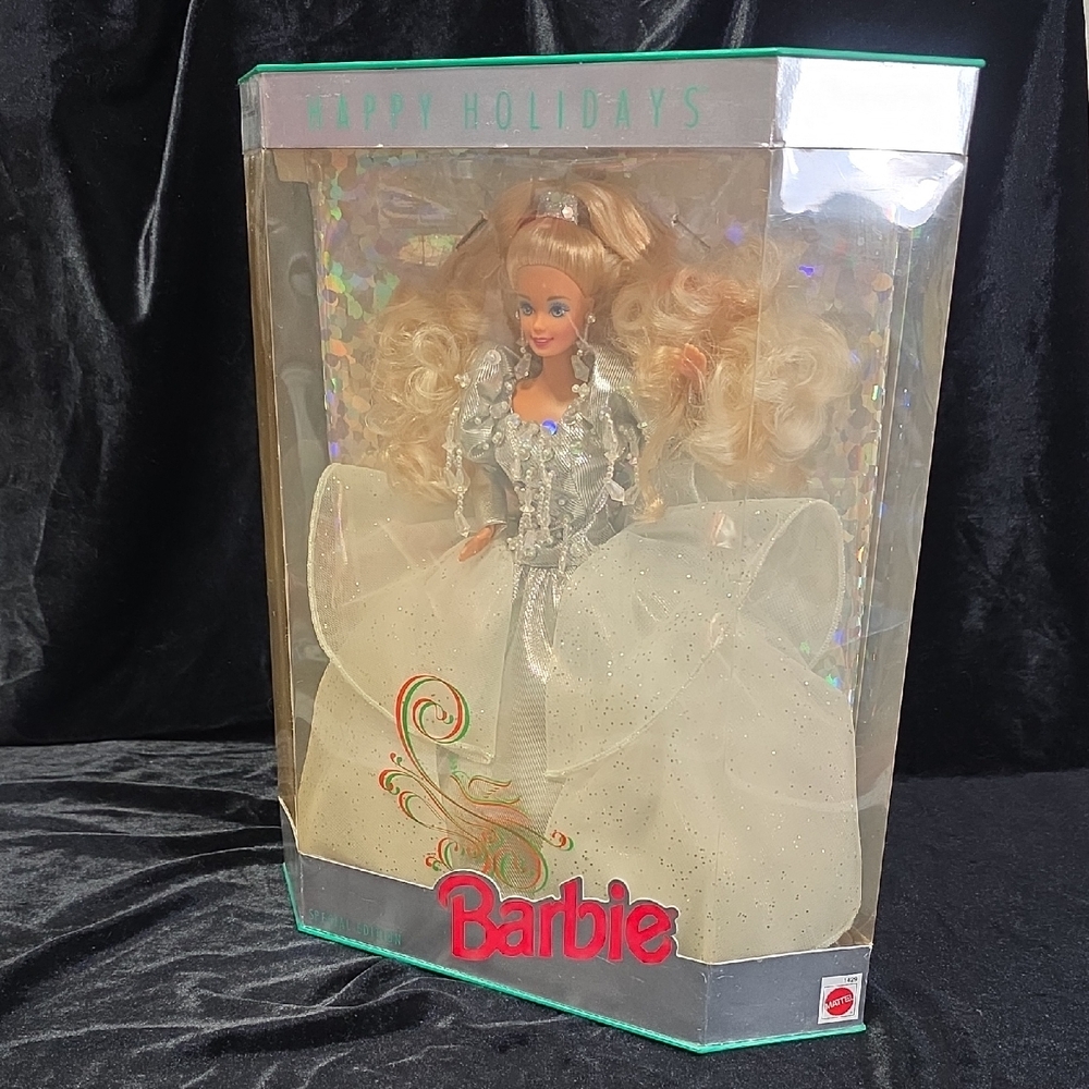 1992 Happy Holidays Barbie Doll, Elegant Silver Lame Gown NIB